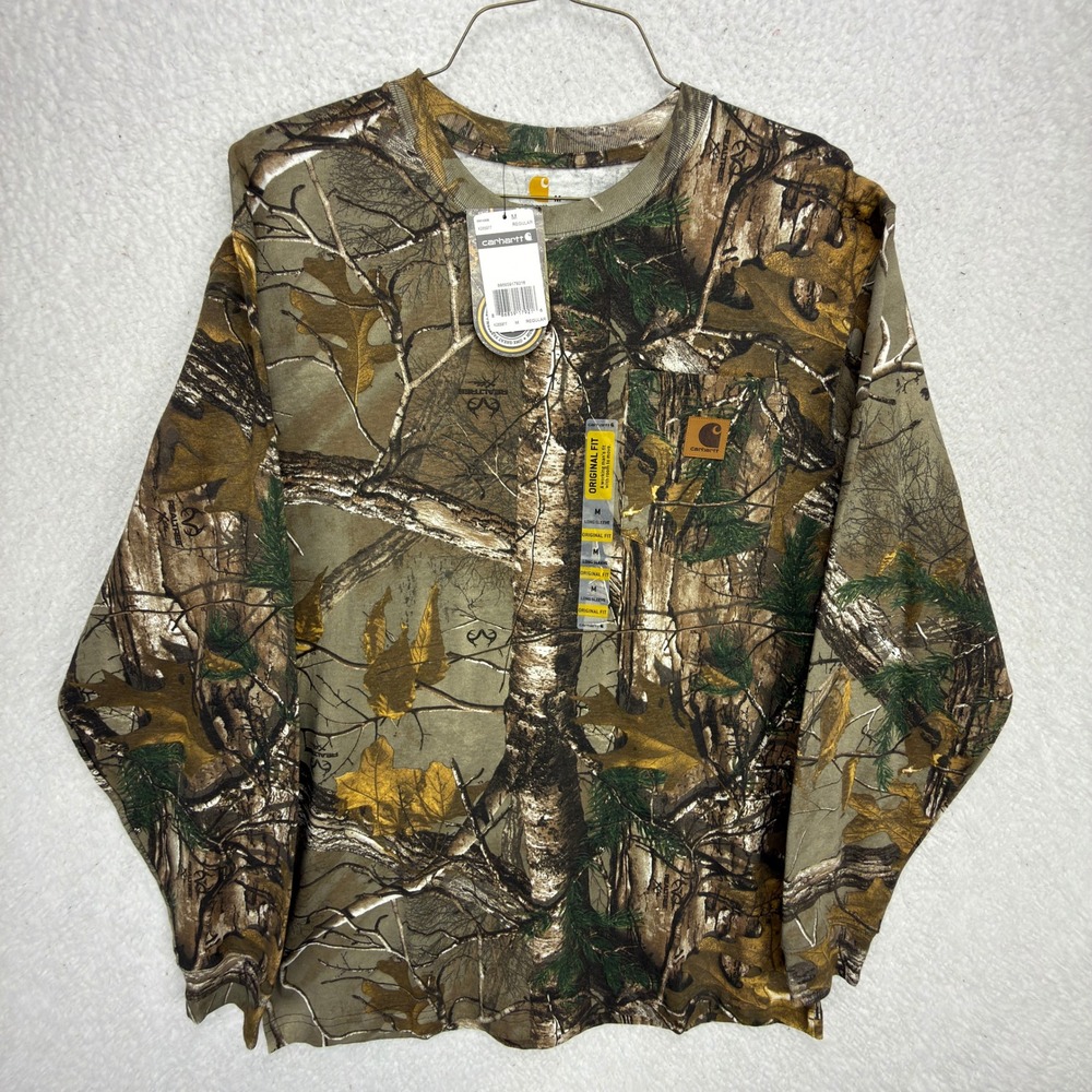 Carhartt Long Sleeve Pocket T-Shirt Mens Medium K285 977 Realtree Xtra Camo NWT